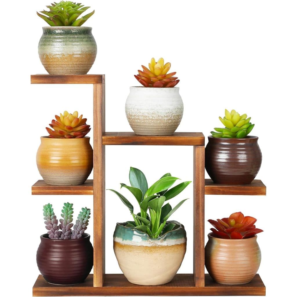 Suporte de mesa pequeno para plantas com 7 níveis, prateleira para plantas de peitoril de janela