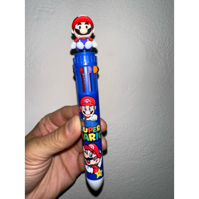 Caneta 10 Cores Personagens Mario Bros, Hello Kitty e Homem-Aranha – Caneta Multicolorida Divertida