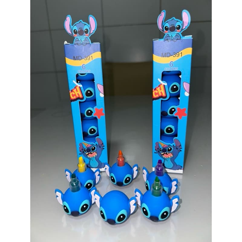 Marca Texto Stitch Disney (6 Cores Vibrantes)