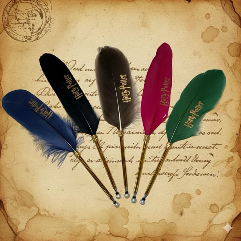 Caneta Pena Harry Potter – Cores Verde Azul Marrom Preta e Rosa – Estilo Mágico