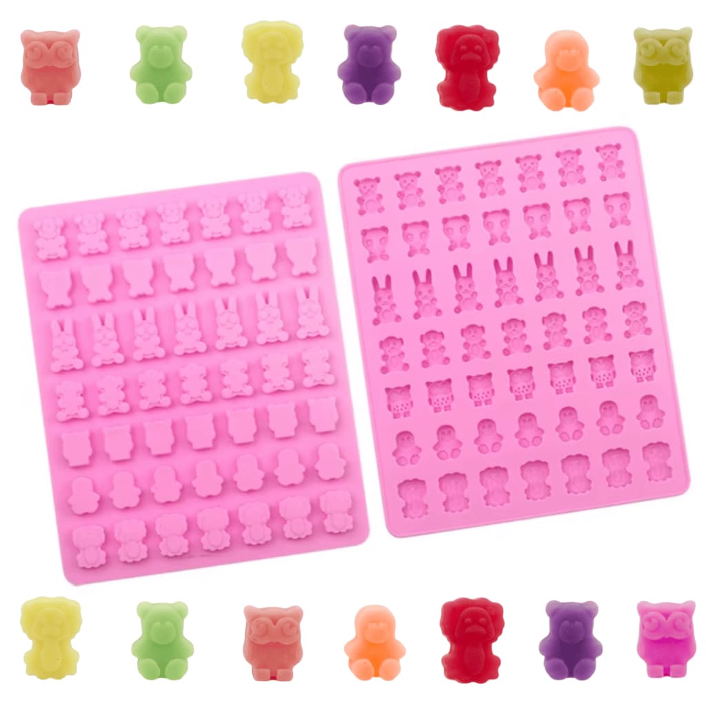 Molde de Silicone Coruja Urso Leão Mini Animais Bala Fini Gelatina Forma 49 Cavidades Goma Doces