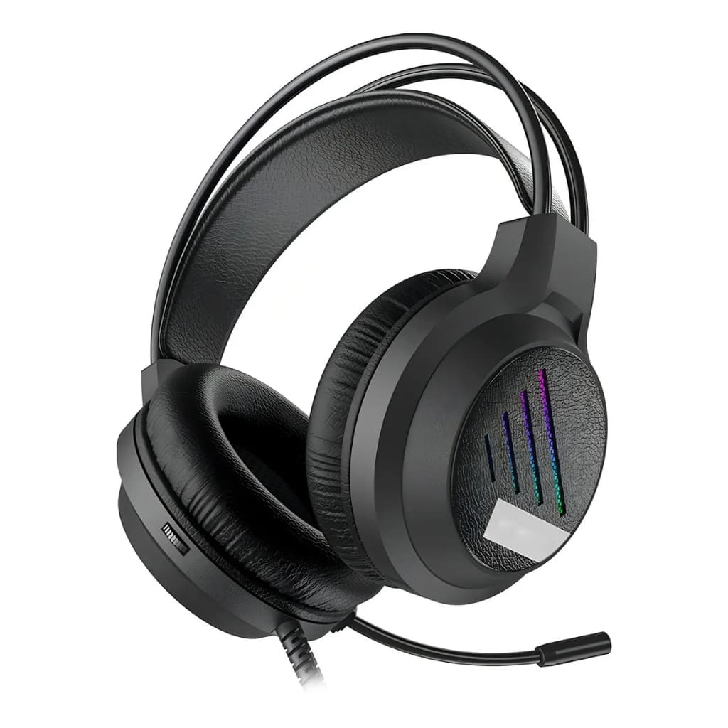 FONE HEADSET GAMER PRETO RGB Rainbow Gamer Audio Computador Jogos