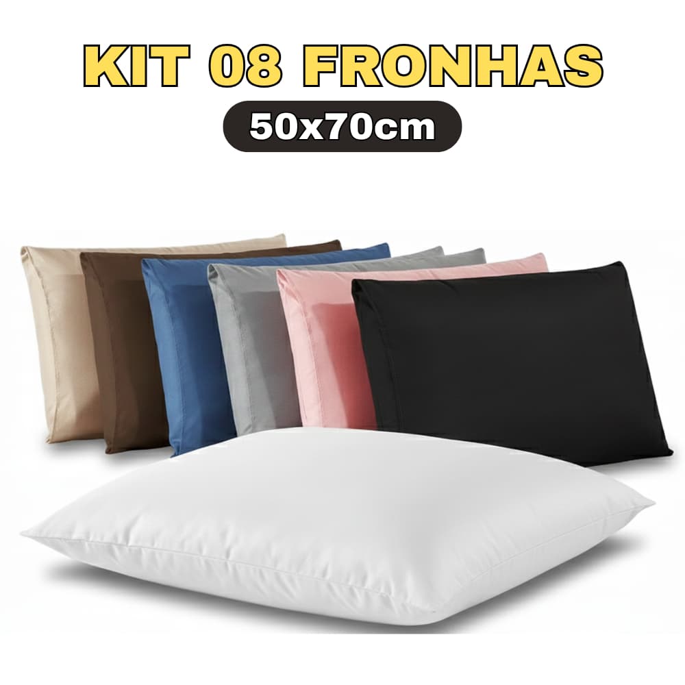 Kit 8 Fonhas 50x70cm Percal Toque Macio Capa de Travesseiro
