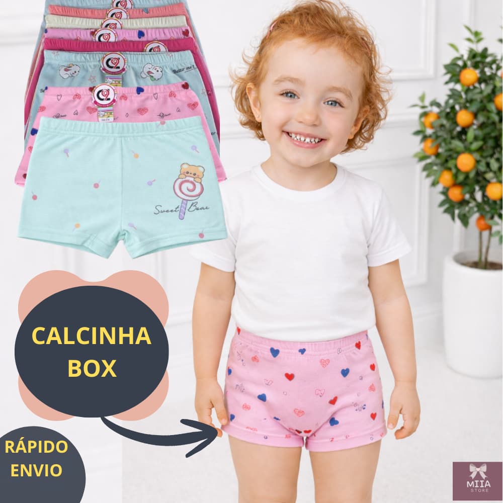 CALCINHA MENINA ALGODÃO COM OU SEM ALGODÃO SHORTINHO MACIA IMPORTADA CONFORTAVE RESPIRAVEL BOXER BOX
