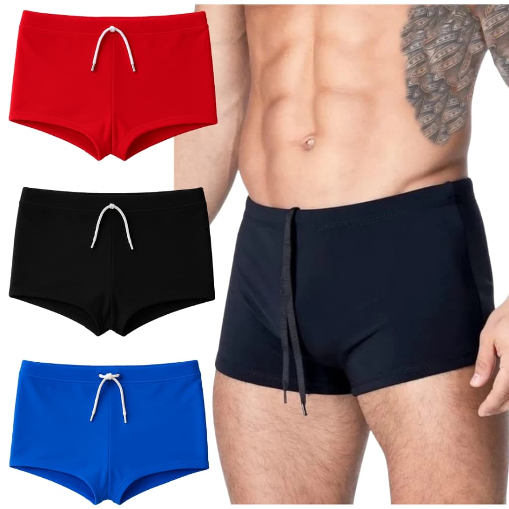 Sunga Masculina Boxer Lisa com Forro Ajuste Cordão Na Cintura