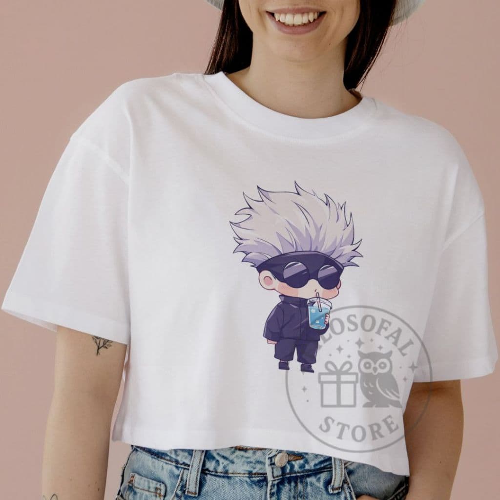 Cropped Satoru Gojo Descontraído - Blusa Anime Jujutsu Kaisen - 100% Algodão