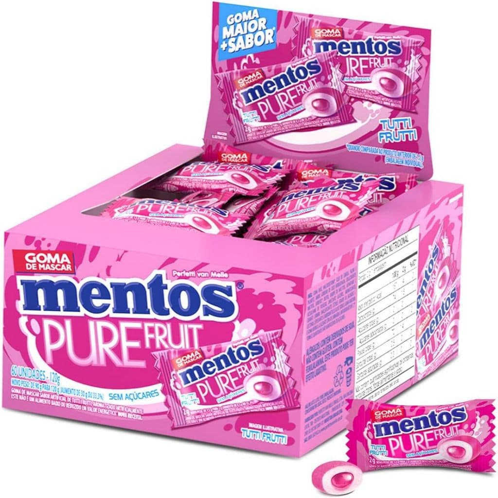 Chiclete Mentos Pure Fruit - Tutti-Frutti 60 Peças