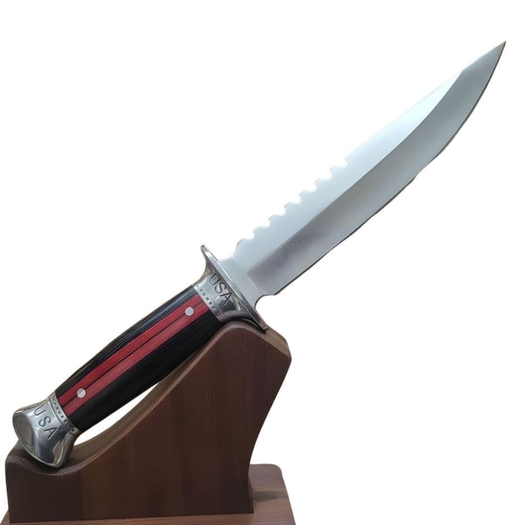 Faca De Caça Pesca Churrasco Luxo Fulltang Inox 0900 Kim Marrom