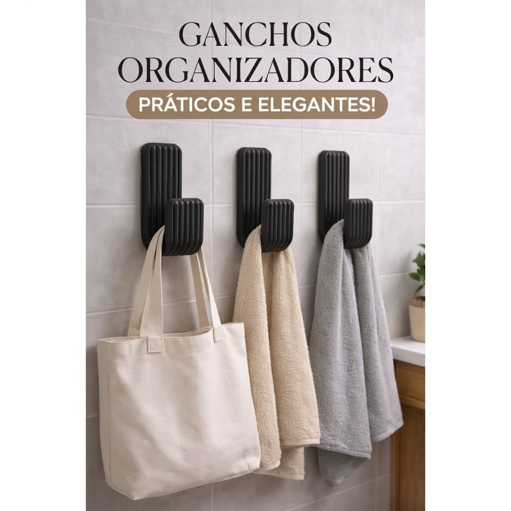 Ganchos Minimalistas Suporte para Pendurar Pano Toalha Multiuso com Dupla Face