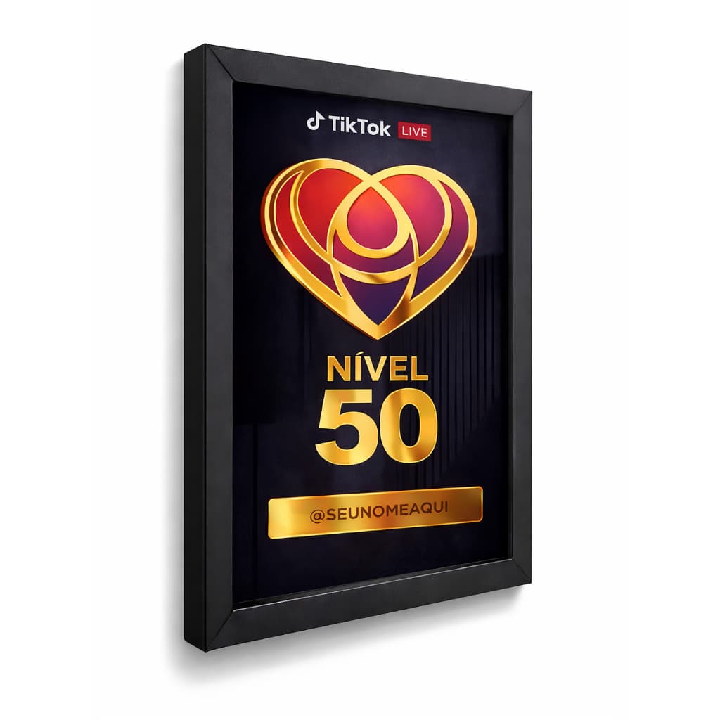Quadro Placa Live personalizada com nome Moldurado A4 20x30 cm Vidro