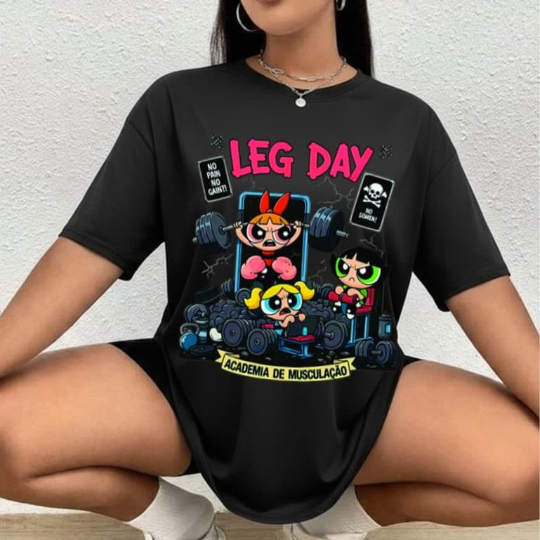 Camiseta Fitness Feminina100% Algodão Academia Musculação Treino Confortável Meninas Super Poderosas