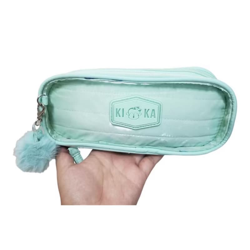 Estojo Escolar Puffer Com Capa Transparente 2 Divisórias