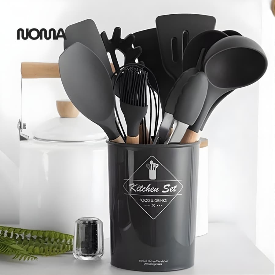 Jogo Completo de Utensílios de Cozinha de Silicone Itens Essenciais para sua Casa Moderno