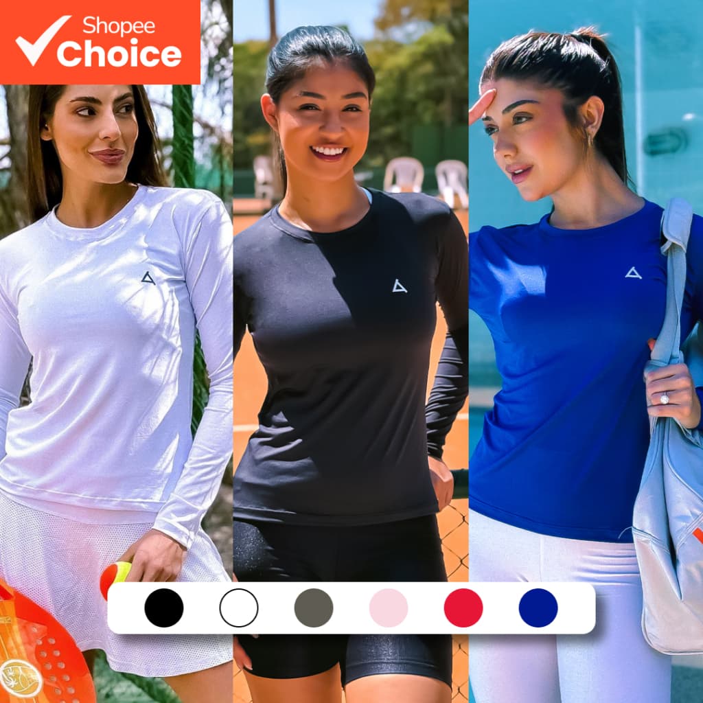 KIT 3 Camisas Térmicas Feminina Proteção UV 50+ Segunda Pele Camiseta Malha Fria Blusa Manga Longa