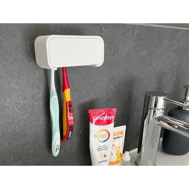 Porta Escovas de Dente Parede – Fixação Sem Furo – Suporte Para 4 Escovas + Fita Dupla Face