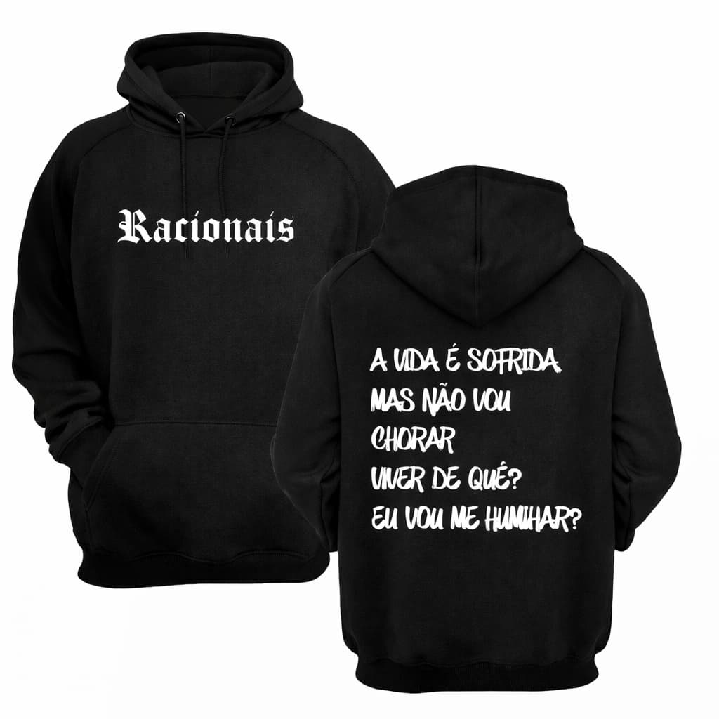 Moletom Racionais A Vida é Sofrida Mas Não Vou Chorar Blusa de Frio Streetwear Grafiten Casaco Unissex