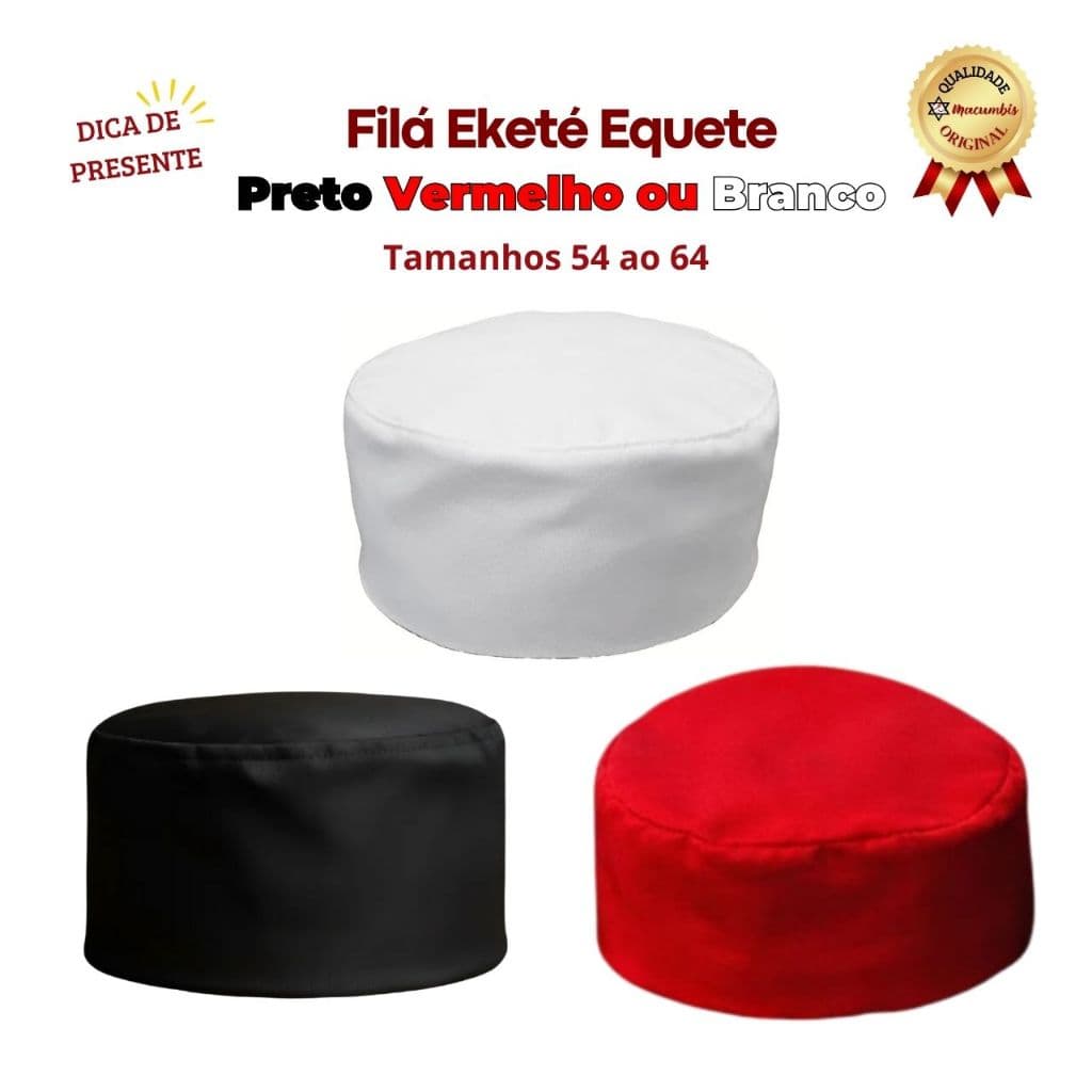 Filá Eketé Equele Branco Preto Vermelho Umbanda Candomblé