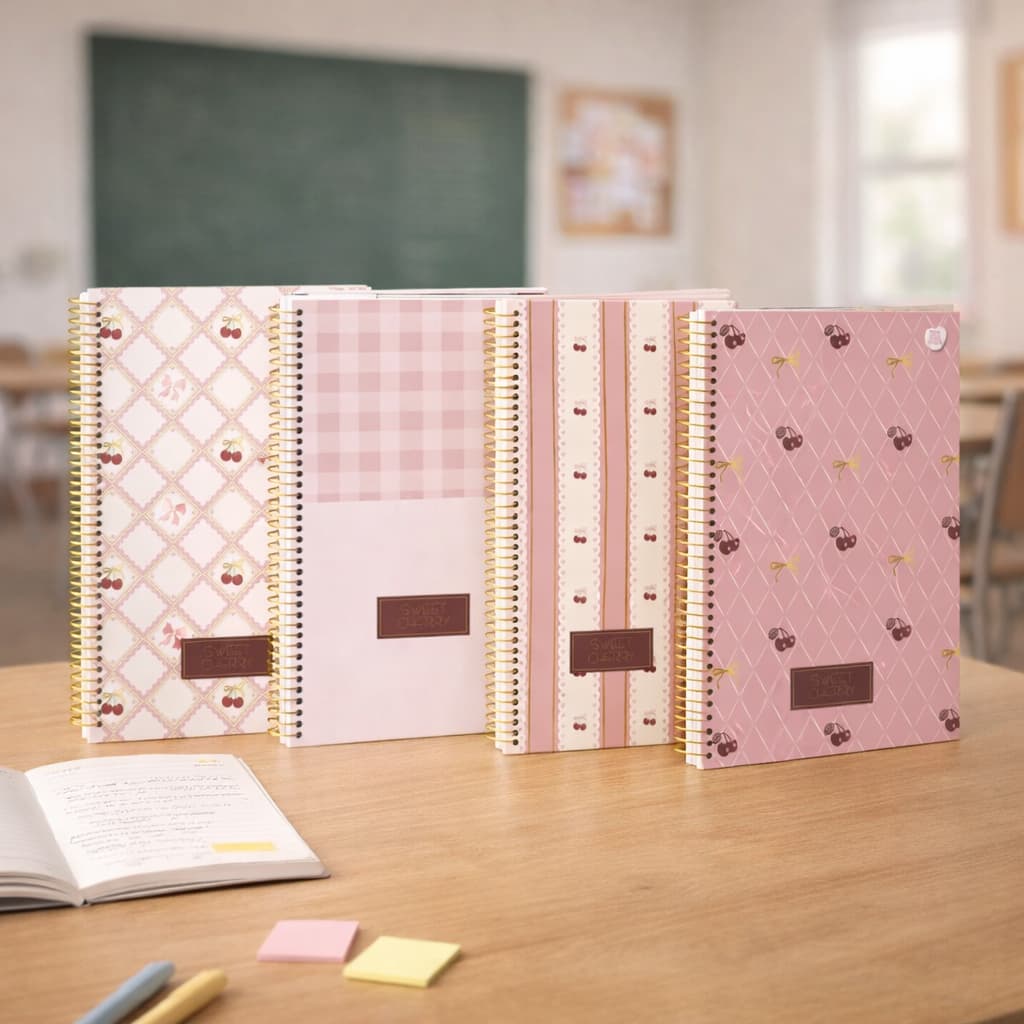 Caderno Universitário Feminino Capa Dura Sweet Cherry 80 folhas – Sortido