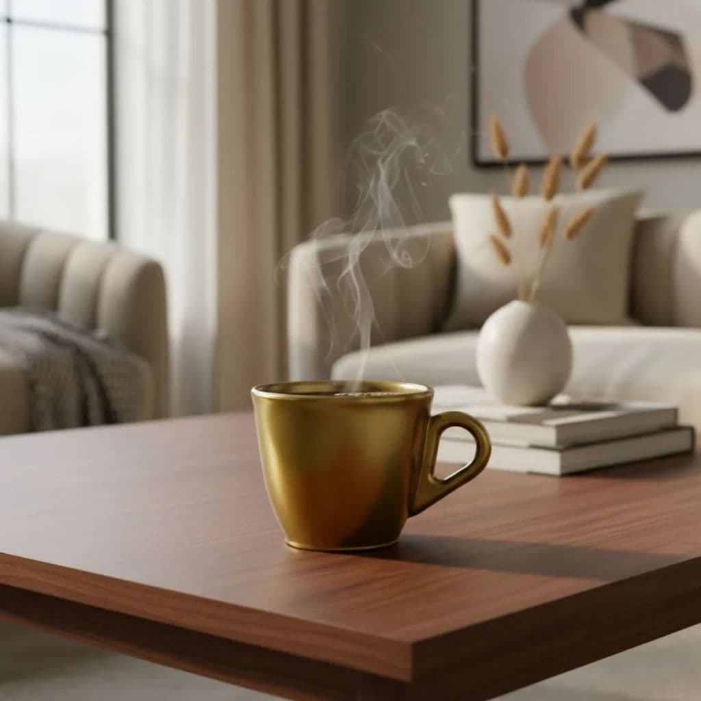 Lindo Jogo 6 Xícara café Dourada plástico acrílico 50ml Pequena cafezinho