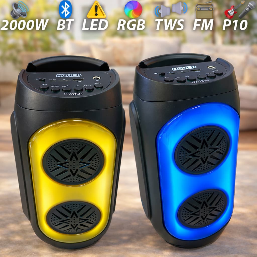 Caixa de Som Bluetooth 5.0 Portátil Potente 2000w LED RGB Portátil para Festas