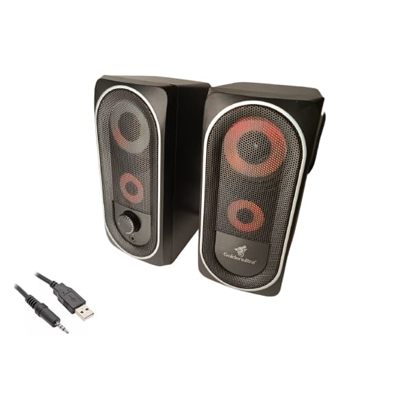 Caixa De Som Potente Gamer Led Subwoofer Pc Notebook 12w Rms Bivolt Goldenultra R600