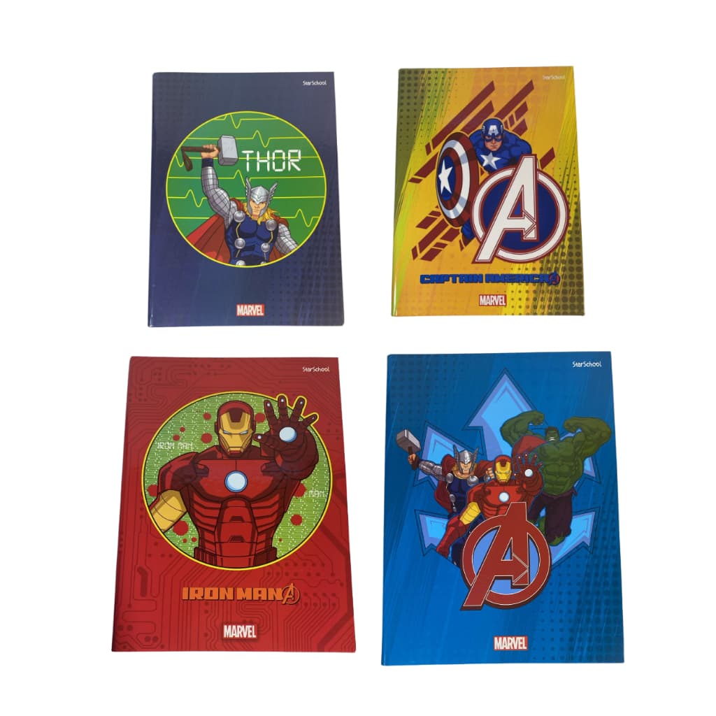 Caderno 1 Matéria Grande Capa Dura Brochurão Vingadores/Heróis 80 FLS