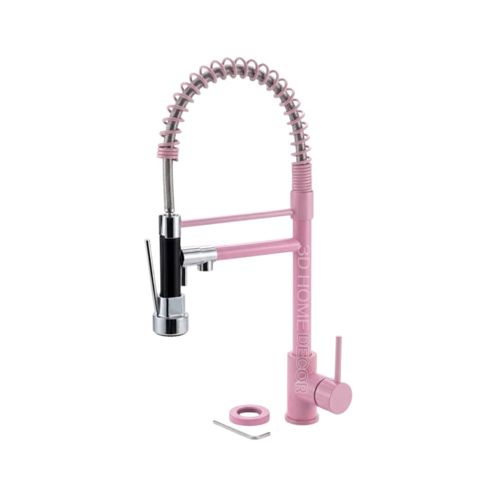 Torneira Espiral Rosa Parede Cozinha Inox 42 CM Torneira Fria Rosa Metal P/ Parede Sabao