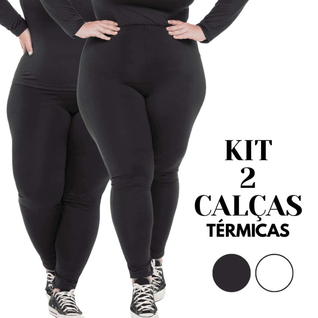 Kit 2 Calças Térmicas Plus Size Femininas Segunda Pele Legging Confortável para Uso Diário