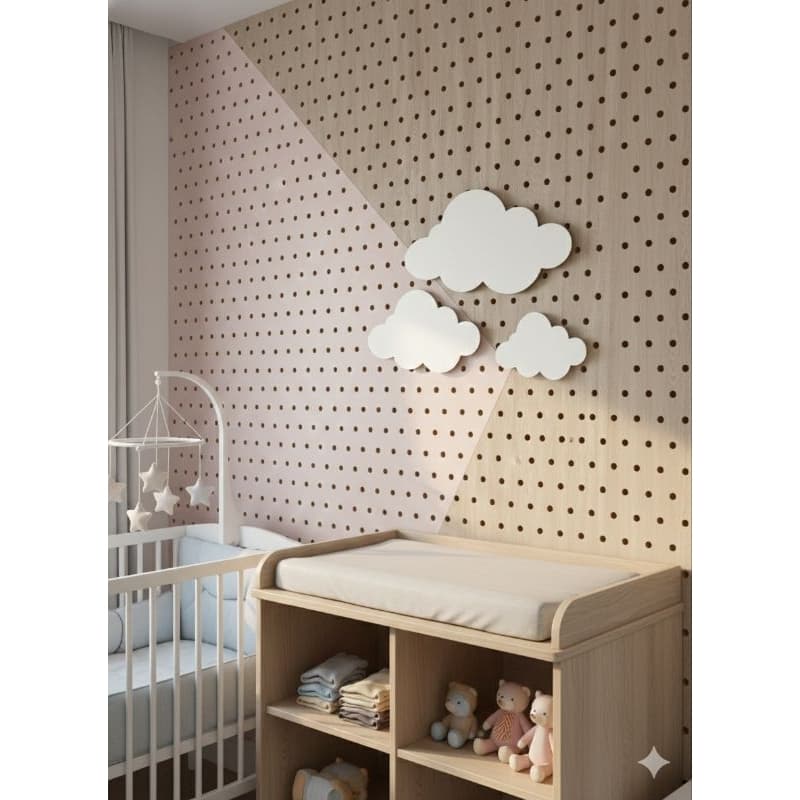 Kit Nuvem Decorativa MDF 6mm Aplique Parede Quarto Infantil