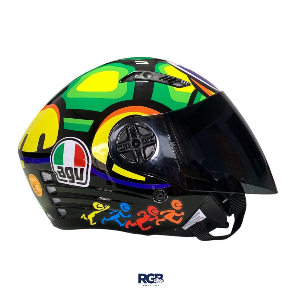 Capacete Aberto FW3 X-OPEN Personalizado para AGV Turtle Verde