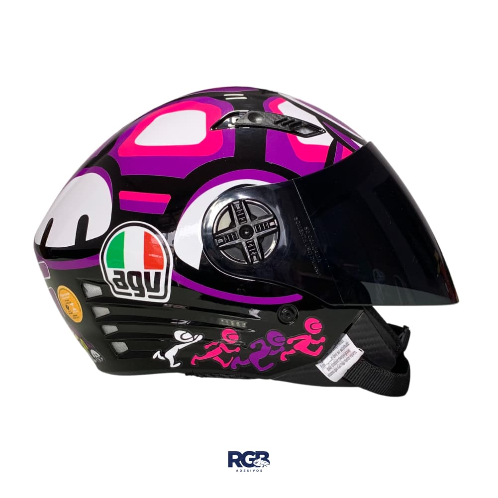 Capacete Aberto FW3 X-OPEN Personalizado para AGV Turtle Roxo