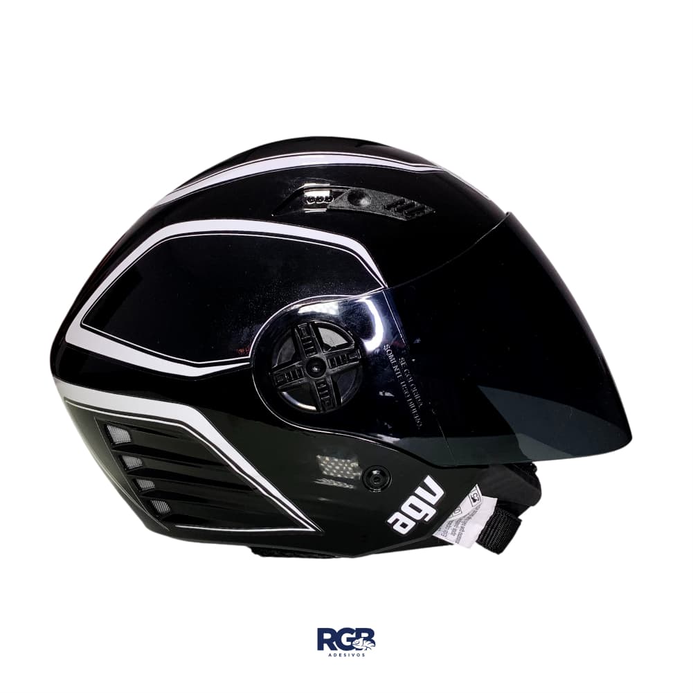 Capacete Aberto FW3 X-OPEN Personalizado para AGV BLADE PRETO E BRANCO