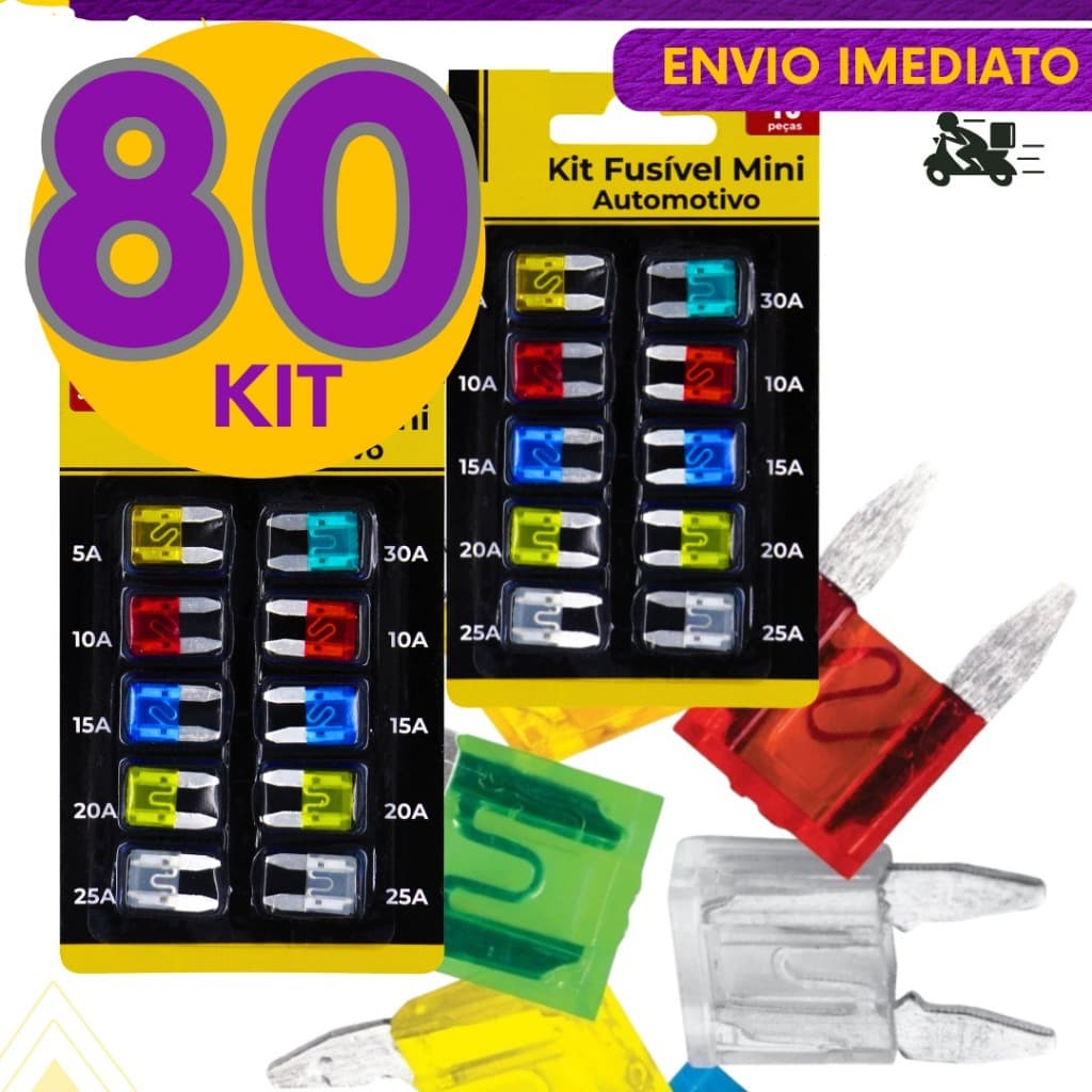 Kit 80, 40 ou 20 un - Mini Fusível Automotivo Lâmina Para Carro E Moto