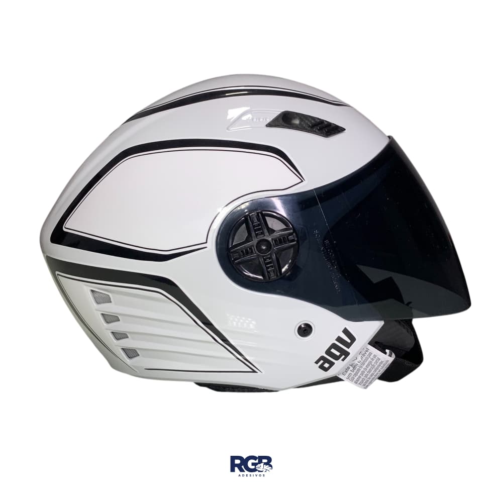 Capacete Aberto FW3 X-OPEN Personalizado para AGV BLADE BRANCO E PRETO