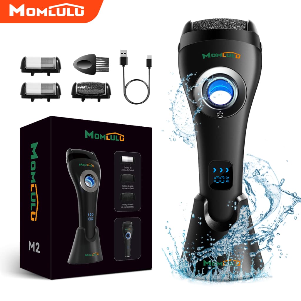 MOMLULU M2 Removedor de Calos para Pés Elétrico com Visor Digital À Prova d’Água Base de Carregamento Cuidados Pedais