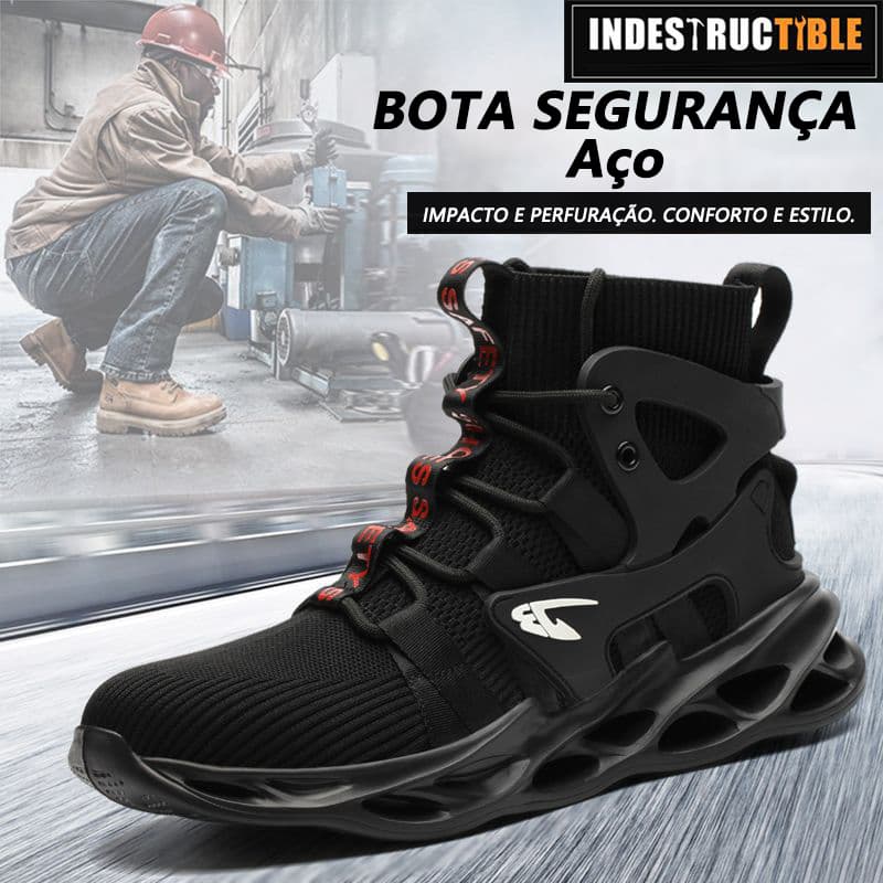 Bota Masculina Trabalho Indestrutível Bota De Segurança Bico Aço Epi Antiderrapante Anti-impacto e Anti-perfuração