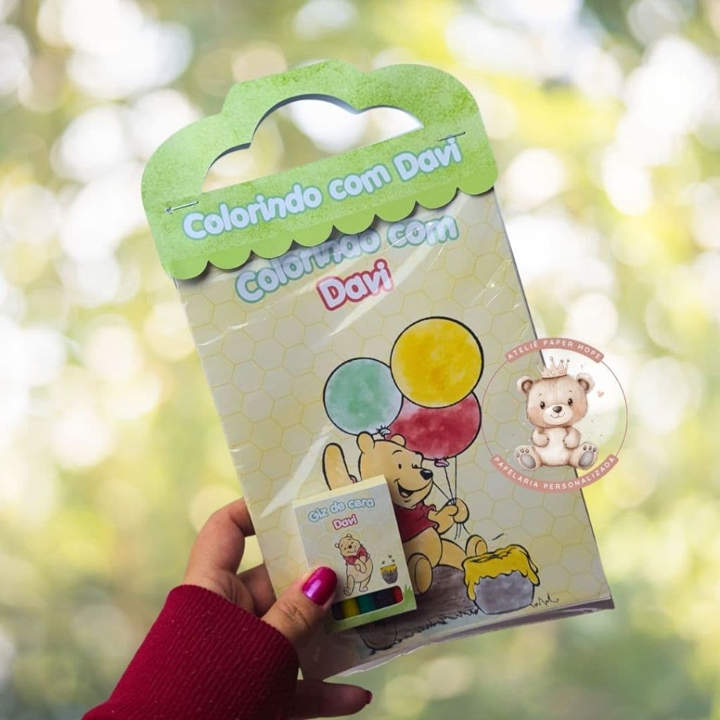 Revistinha Livro de Colorir Pooh - Aniversário Pooh - Kit de pintura