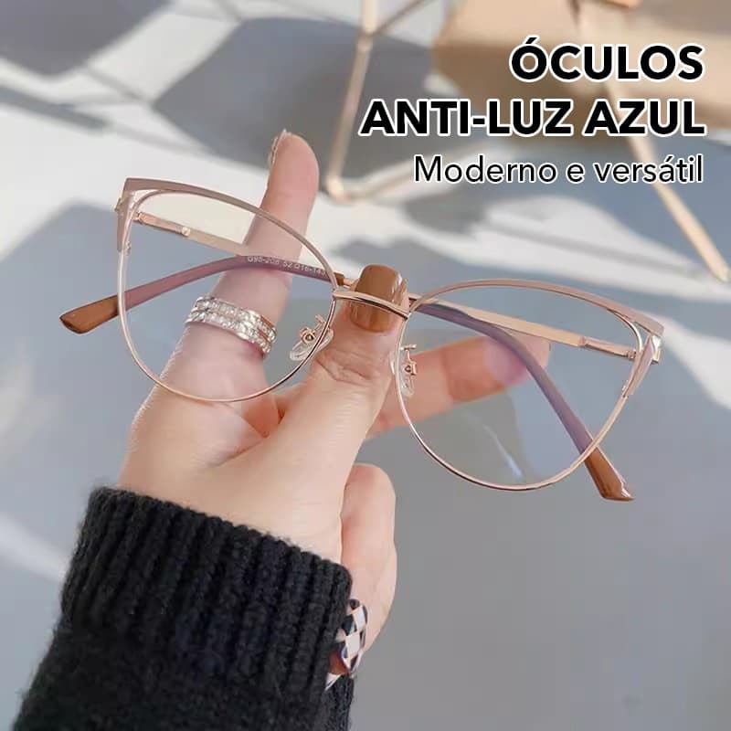 Óculos De Metal Olho De Gato Da Moda Femininos Com Bloqueio De Luz Azul Para Escritório E Viagens