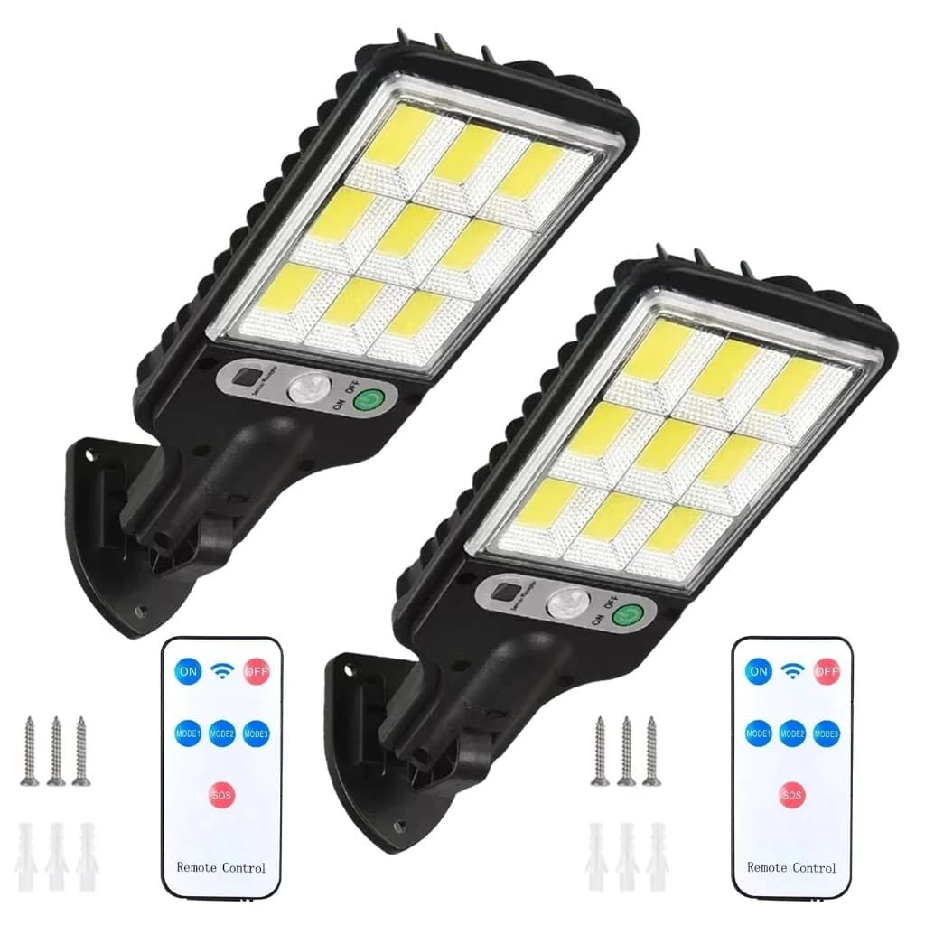 Luminária Solar LED 108 COB com Sensor de Presença – Luz Branca Fria, À Prova d’Água, 3 Modos
