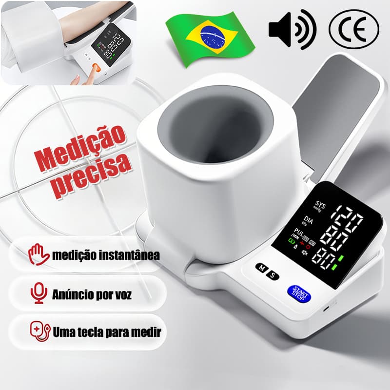 Medidor De Pressão Arterial De Braço Digital Inteligente Profissional Com Voz Monitor Inteligente