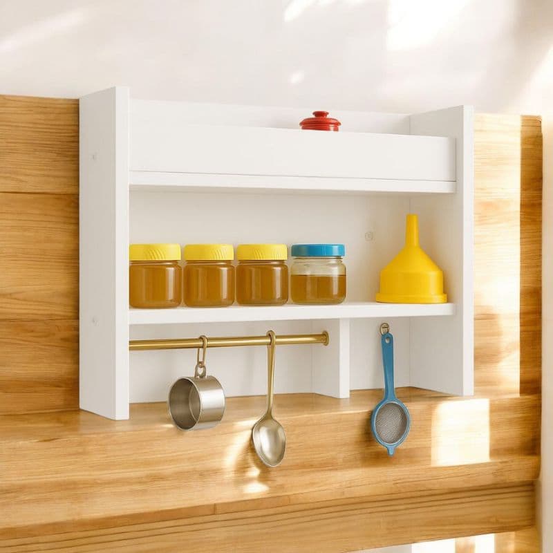 Porta tempero 100% MDF, tempero, suporte papel toalha, suporte panos de  limpeza, cor branco e cinza