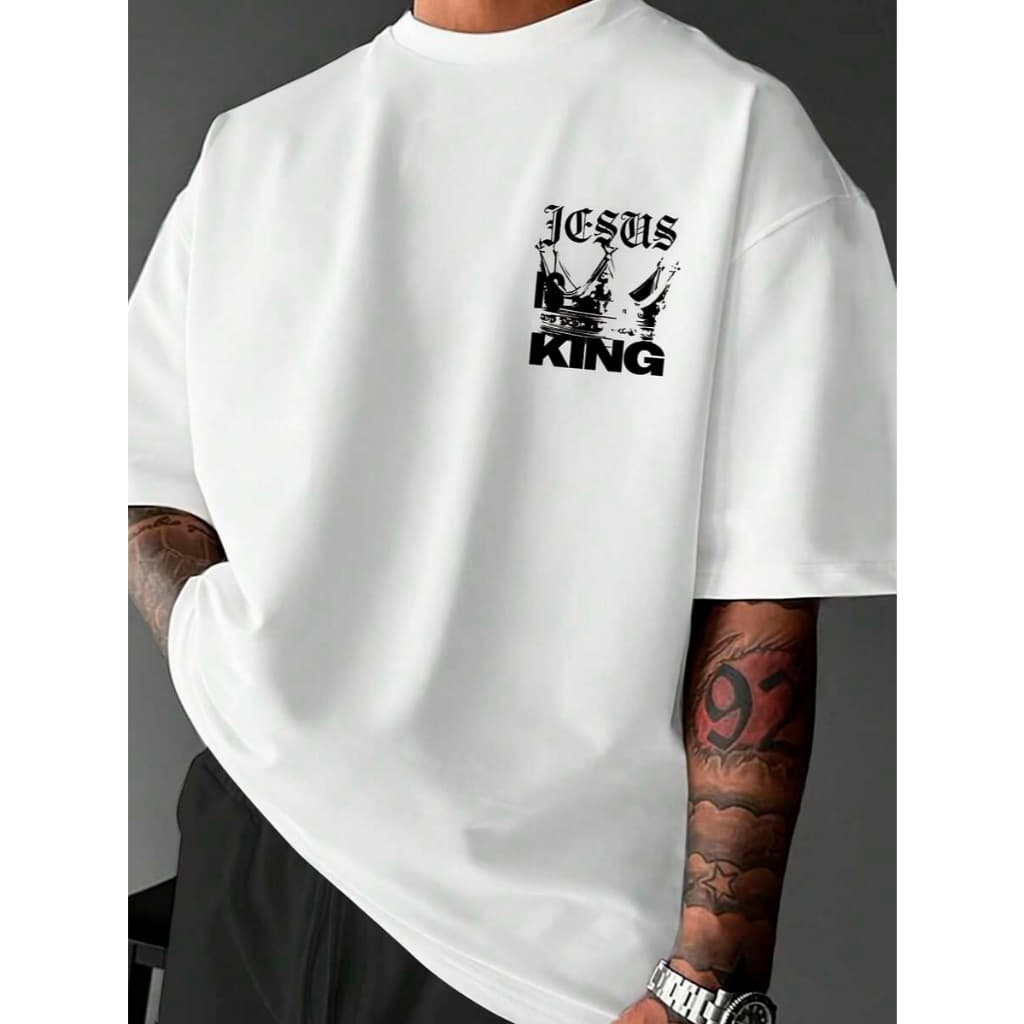 Camisa Camiseta Blusa Oversized Jesus Is King Streetwear Estilo De Rua Cristão 100% Algodão