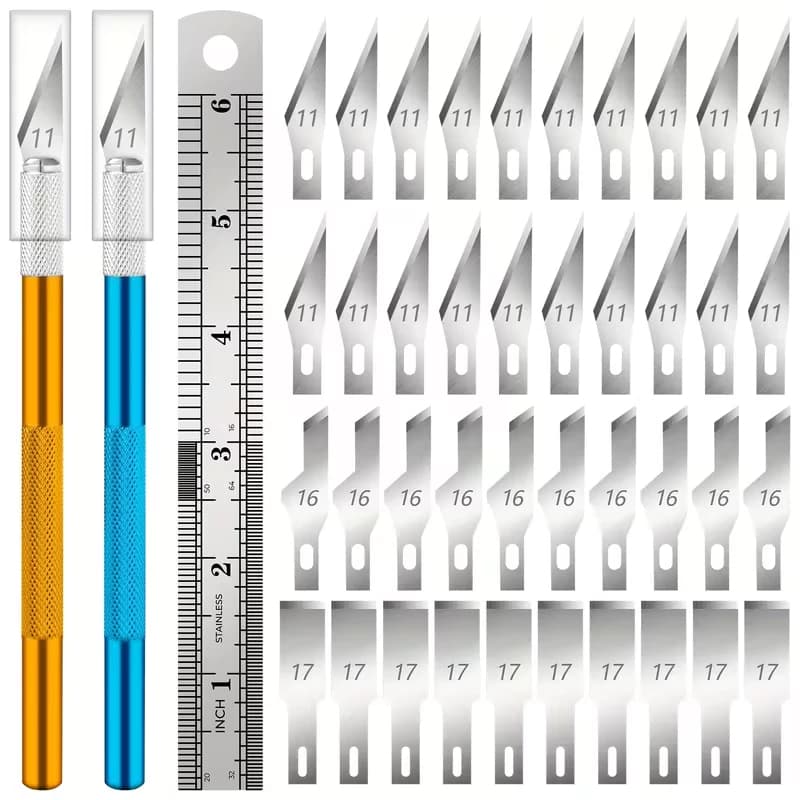 Kit 3 Peças Estilete De Precisão em Alumínio Com 40 Lâminas