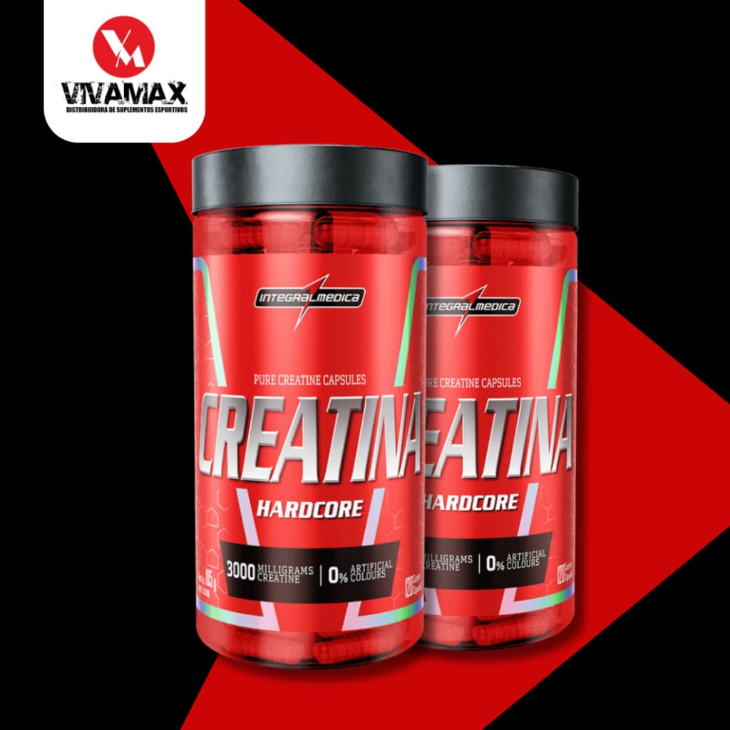 Kit Creatina Monohidratada Hardcore Pura 120 ou 60 Caps Integralmedica IM