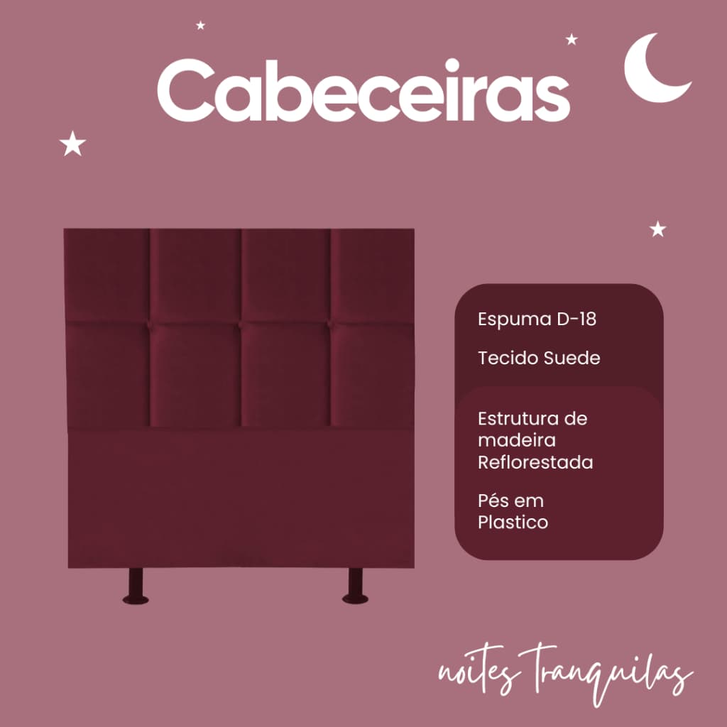 Cabeceira para Cama Box Solteiro Poliana 90cm Cores Em Suede Azul Bordo