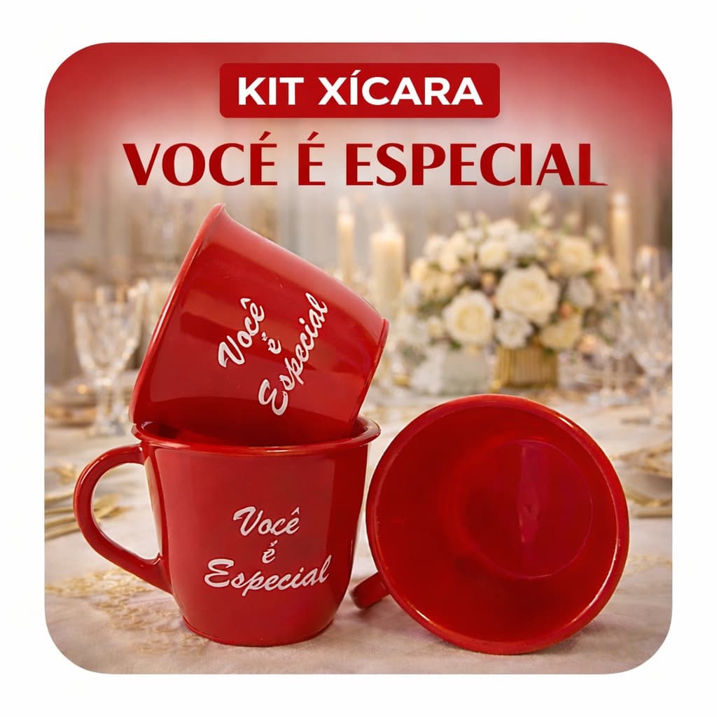 KIT 20 XICARAS VERMELHAS PARA CAFÉ 70ML ESTAMPADAS "TE AMO" E " VOCE É ESPECIAL"  ACRÍLICO CHÁ