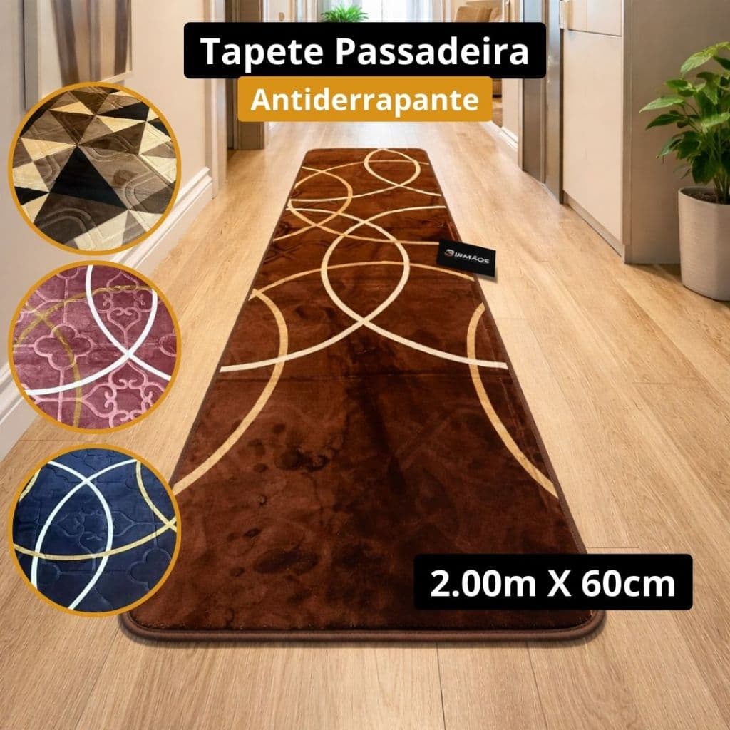 Passadeira Decorativa Antiderrapante Geométrica para Cozinha e Corredor