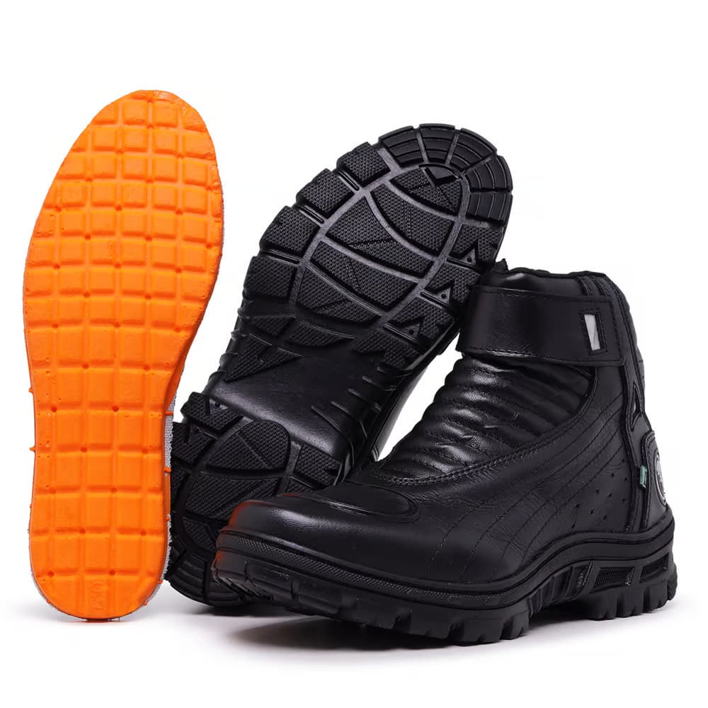 Bota Motociclista Acero Couro Race Preto