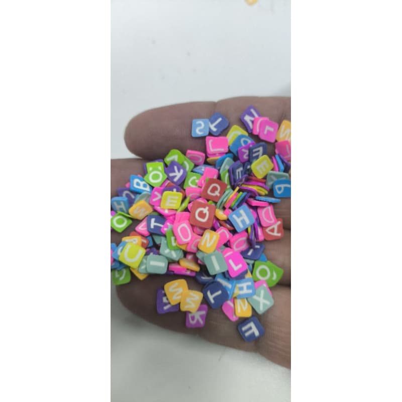 Mine aplique de fimo, emborrachado,letrinhas coloridas 15g