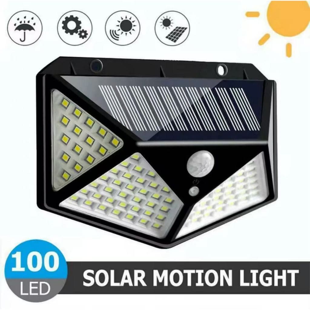 Luminária Solar 100 LEDs Com Sensor Presença À Prova D' Água Fotocélula
